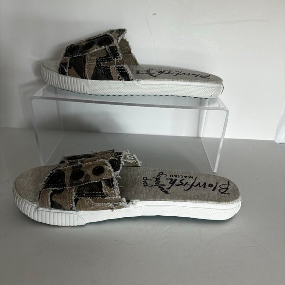 Blowfish Malibu Superfoam Soak Camo Canvas Green Tan Size 7.5 Slides Slip-on - Picture 3 of 9
